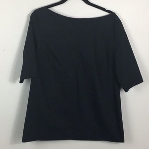 Modern minimalist black top elbow sleeves silver back zipper Large